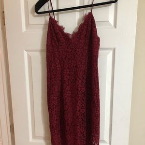 Bardot red lace dress